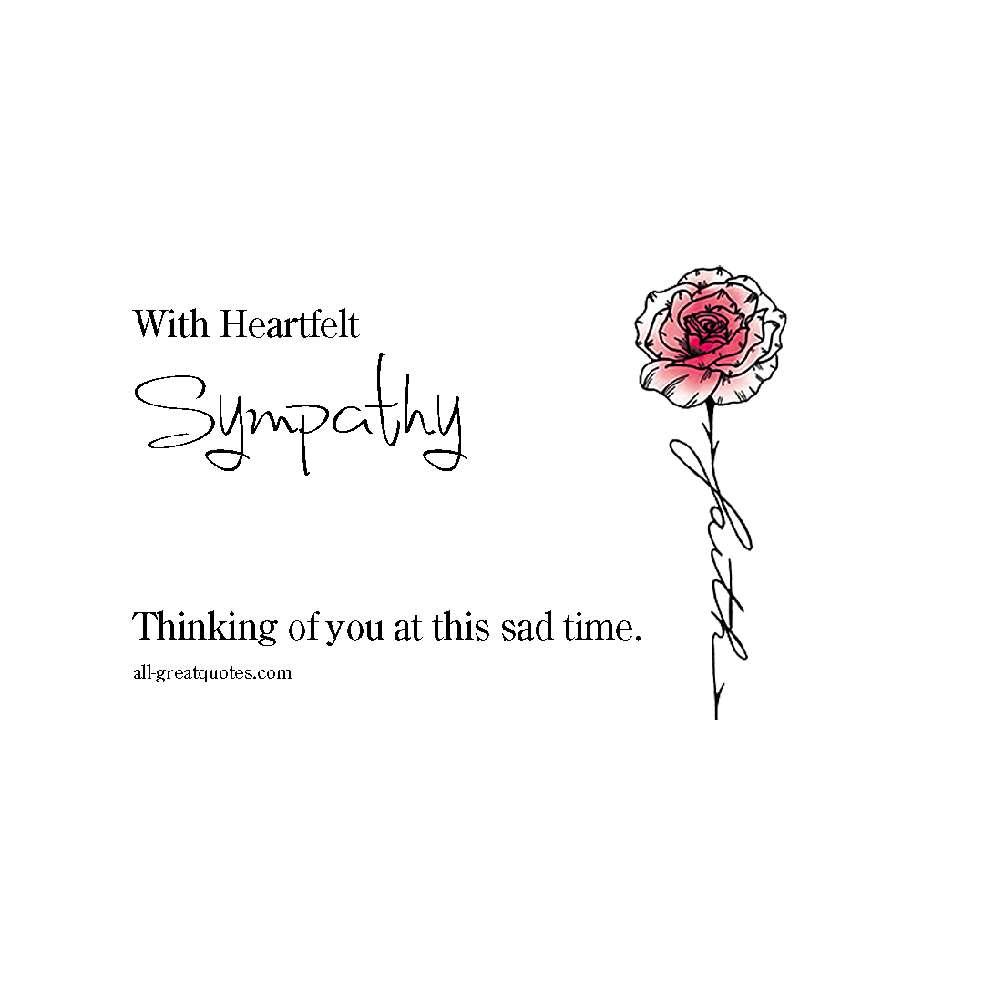Sympathy quote card saying thinking of you at this sad time.