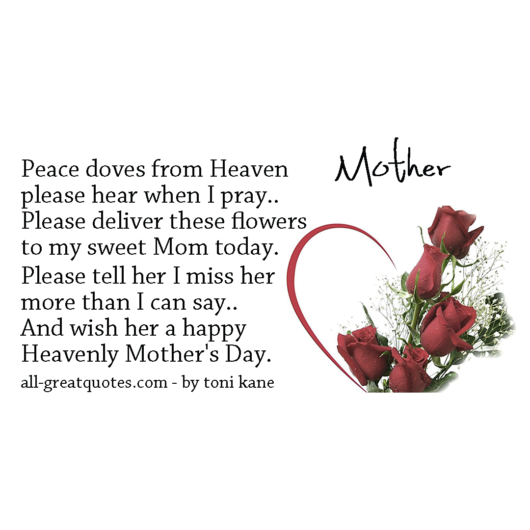 Mothers Day in Heaven. Peace doves from Heaven by Toni Kane.