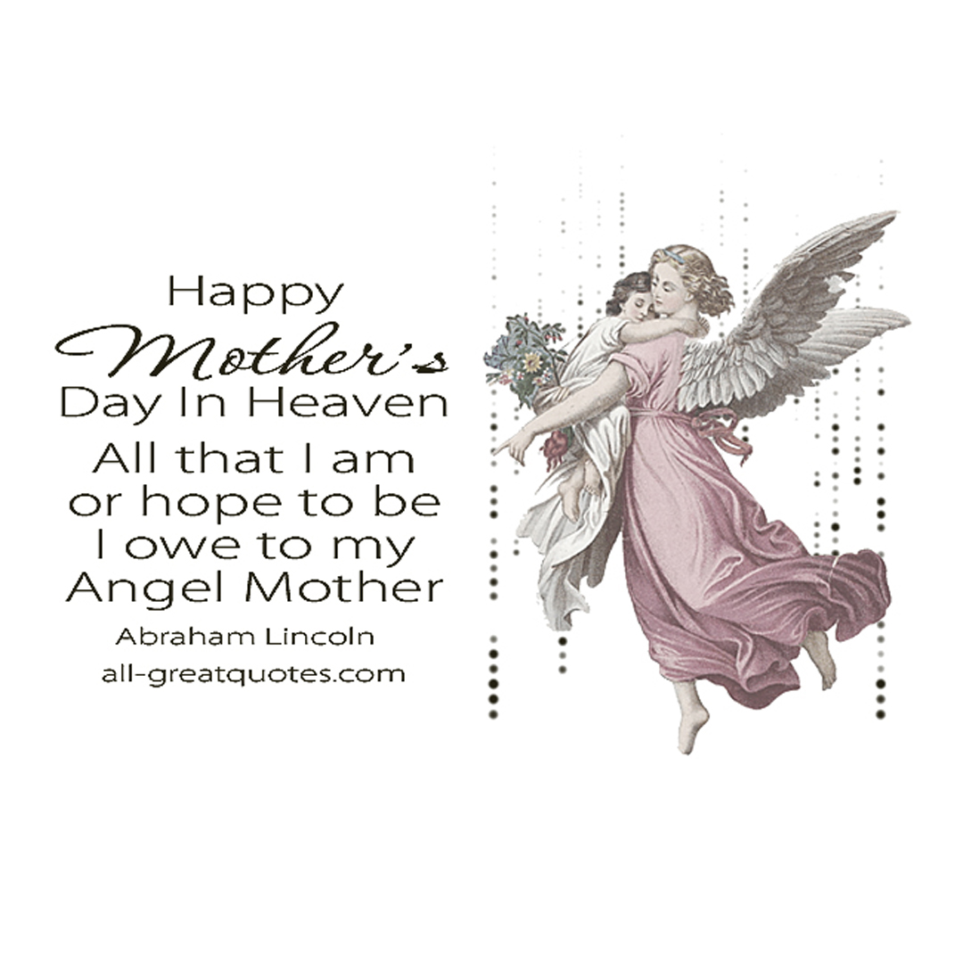 Angel mother in Heaven on Mothers Day card.