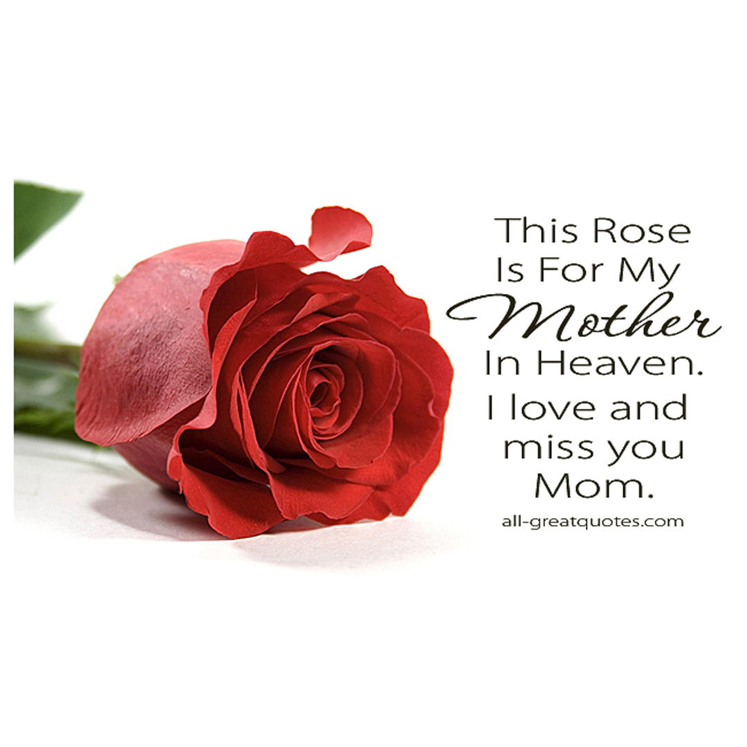 Rose for my mom in heaven quote card